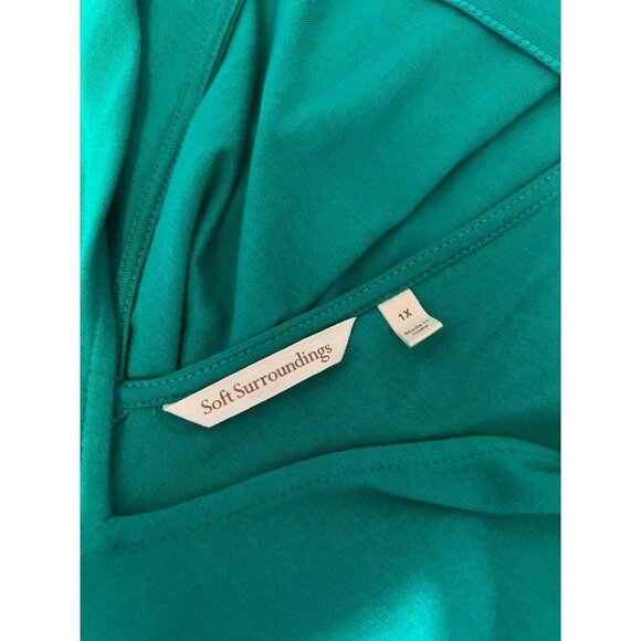 Soft Surroundings Maxi Dress Green 1X Cotton Modal Sleeveless Washable NEW - Picture 7 of 7